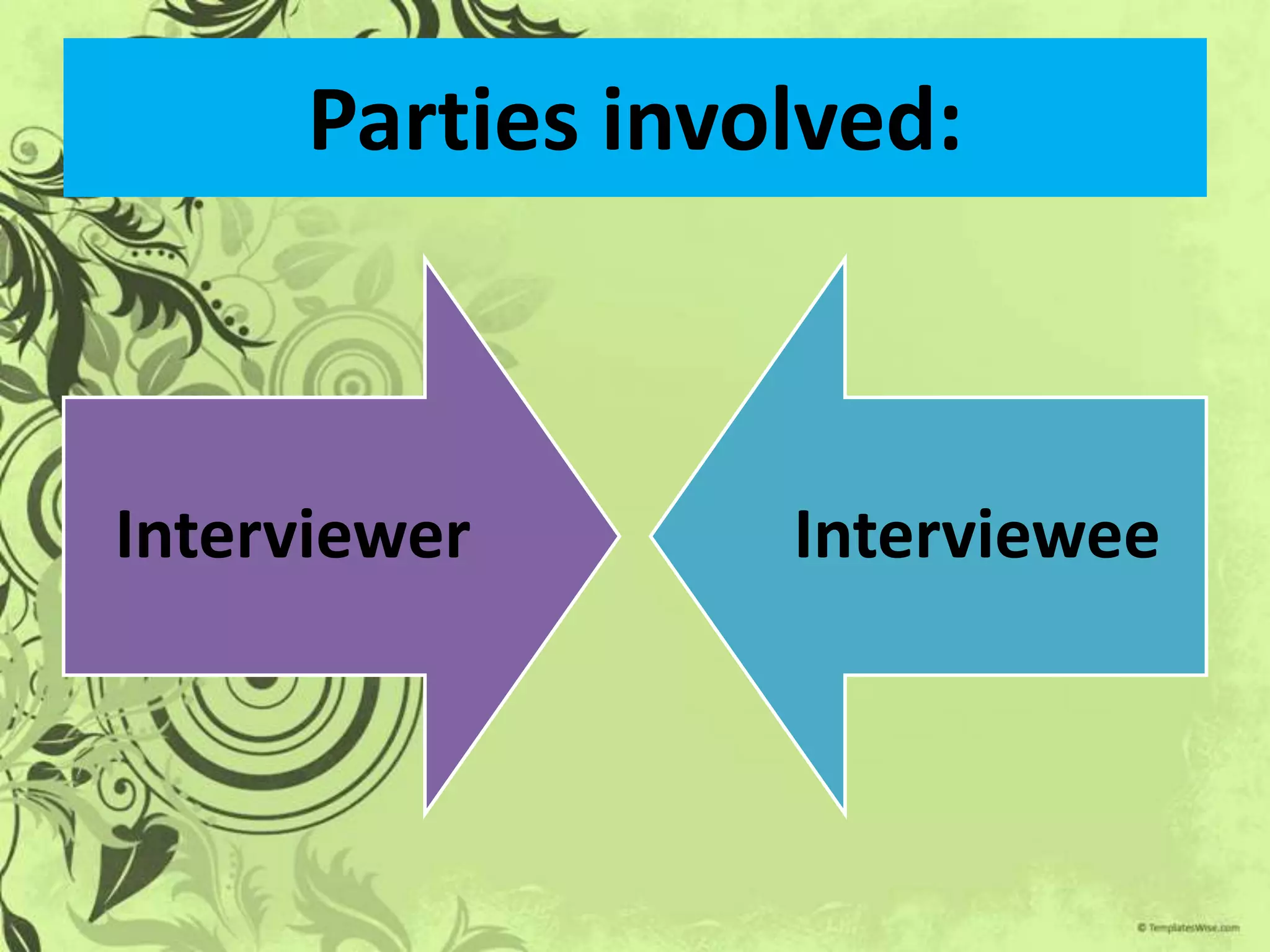 Parties involved:



Interviewer      Interviewee
 