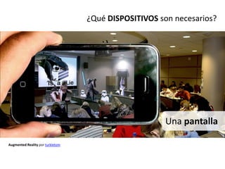 ¿Qué DISPOSITIVOS son necesarios?




                                                     Una pantalla

Augmented Reality por turkletom
 