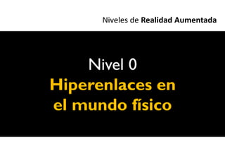 Niveles de Realidad Aumentada




    Nivel 0
Hiperenlaces en
el mundo físico
 