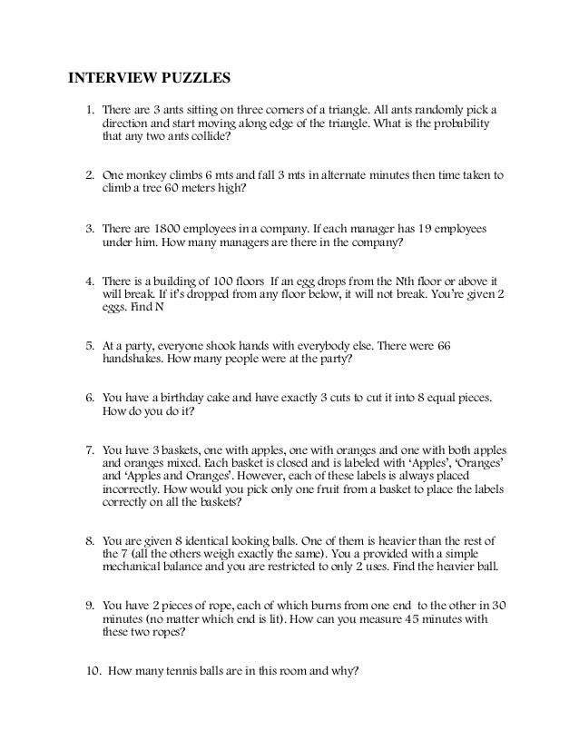 Interview Puzzles