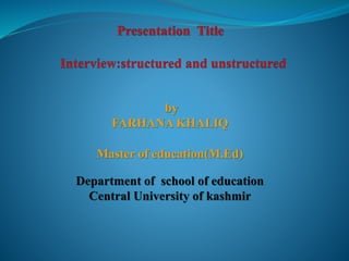 by
FARHANA KHALIQ
Master of education(M.Ed)
Department of school of education
Central University of kashmir
 