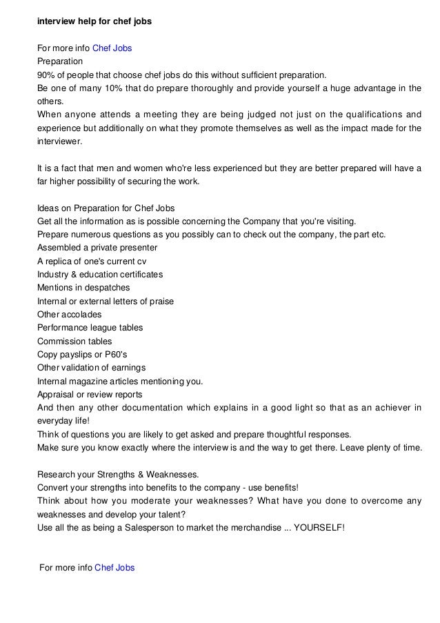 Interview Help For Chef Jobs From Personal Chef To Commis Chef Interview Help For Chef Jobs From Personal Chef To Commis Chef