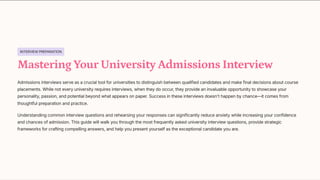University Application Interview Interview-Preparation for college students | PDF