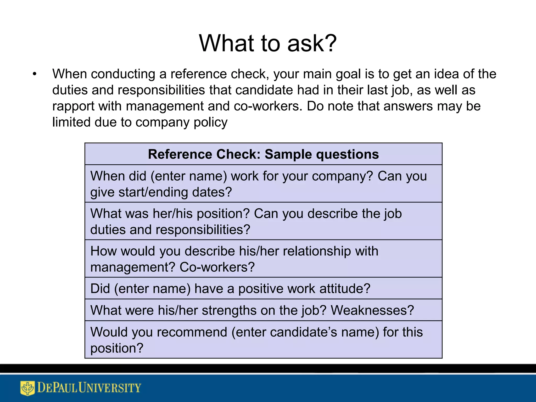 Step 4: Create Interview Question CriteriaDevelop criteria  for interview questions in order to determine if an answer is good, average or poorYou want to create a standardized framework from which to distinguish between good, average and poor candidates. Creating criteria for possible answers to interview questions, will help to mitigate subjectivity in the selection of a candidate.This will help distinguish candidates and give you a measure for what determines a “good” candidate.Qualifiers should be decided on by the hiring manager, as well as team members the applicant would be working with if hired, as well as person who may be in the current positionThe chart below displays elements that determine what factors would qualify as a good , average or poor answer from a candidate