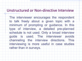 Non Direct Interviewing Interview and questionire | PPT