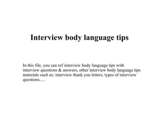Interview body language tips | PPTX