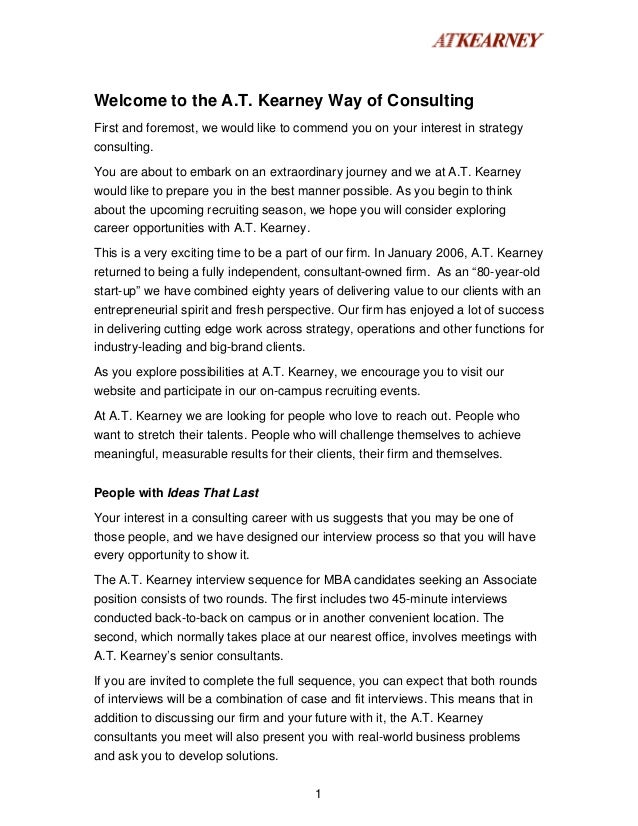 interview casebookfrom at kearney at kearney cover letter