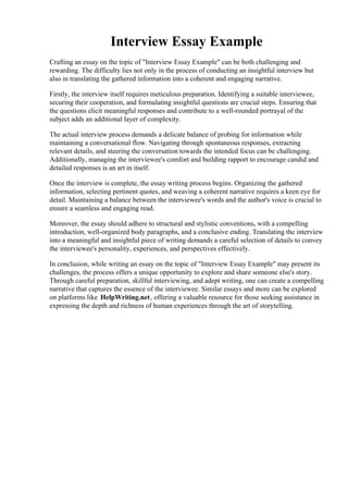 Interview Essay Example. Interview Essay - 6 Examples, Format, Pdf ...