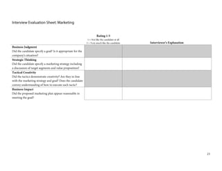 Interview Evaluation Sheet: Marketing Question