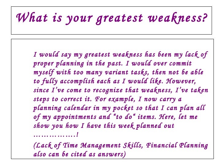 sample weaknesses