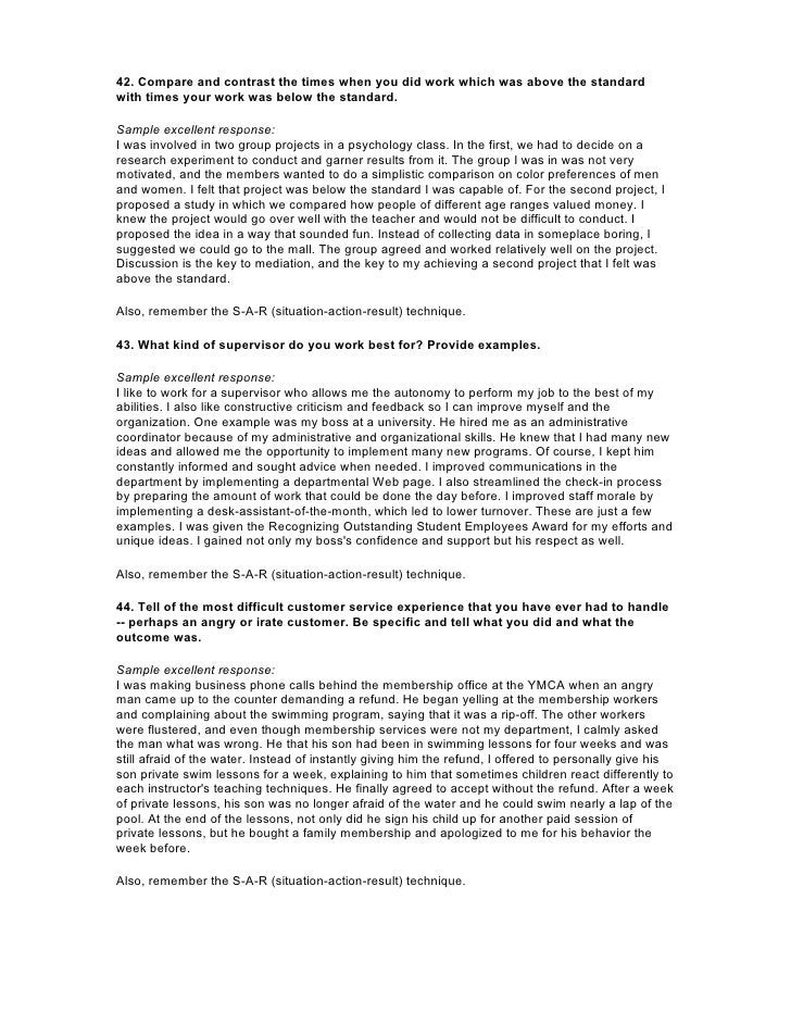 interview guide situation action outcome examples