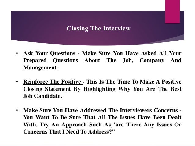 closing the interview