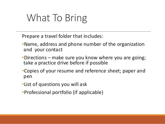 reference sheet for interview