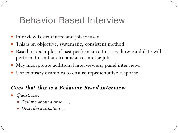 examples of behavior based interview questions