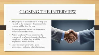 Closing Interview Questions Interviewing skills | PPTX