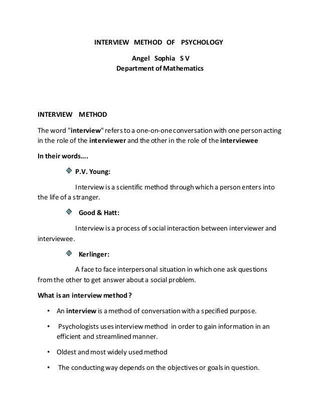 Interview method of psychology pdf 5