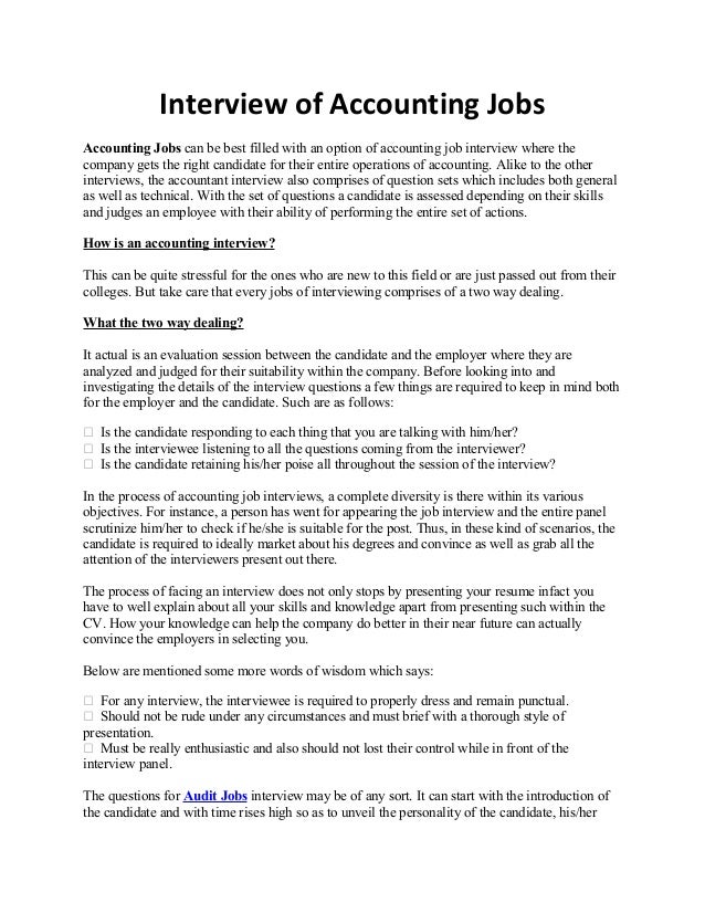 scenario based interview questions accounting jobs for dummies