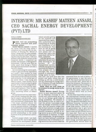 Interview that appeared in Pakistan and Gulf Economist