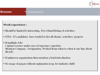 Resume Common Errors
 