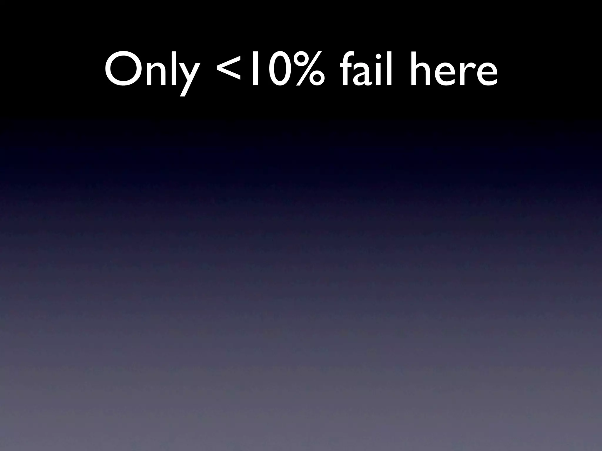 Only <10% fail here
 