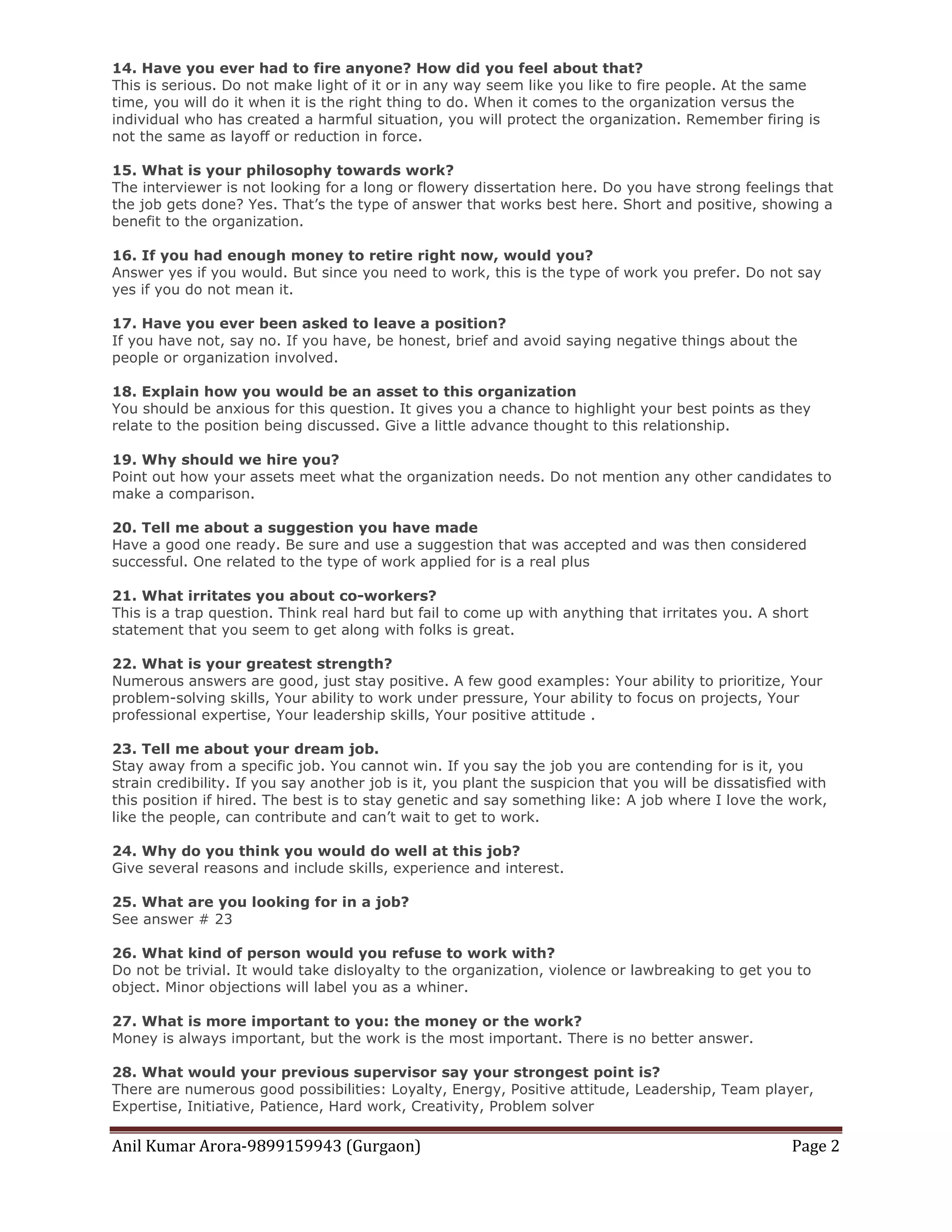 Interview question pdf