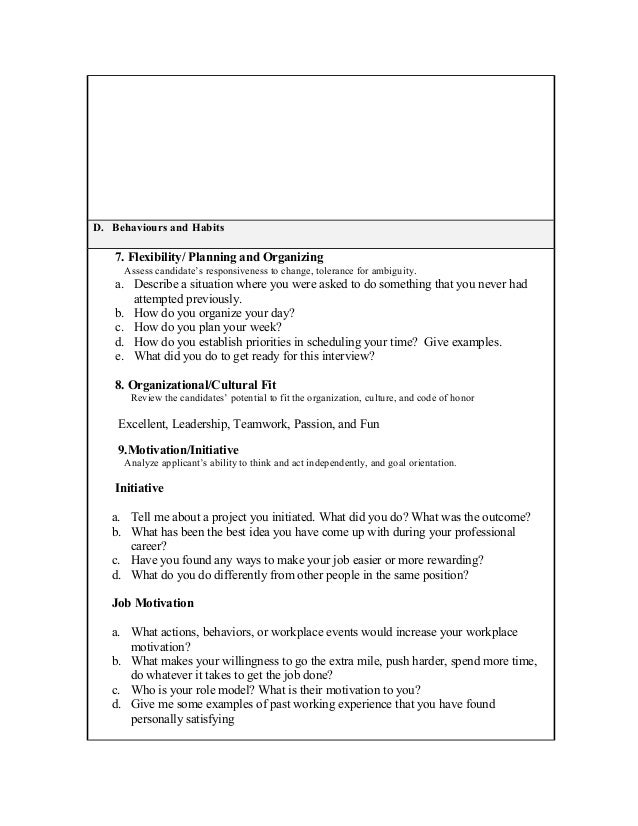 Interview questionnaire guide