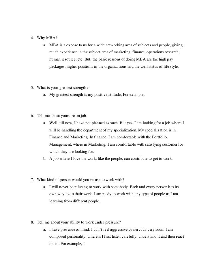 finance interview questions and answers