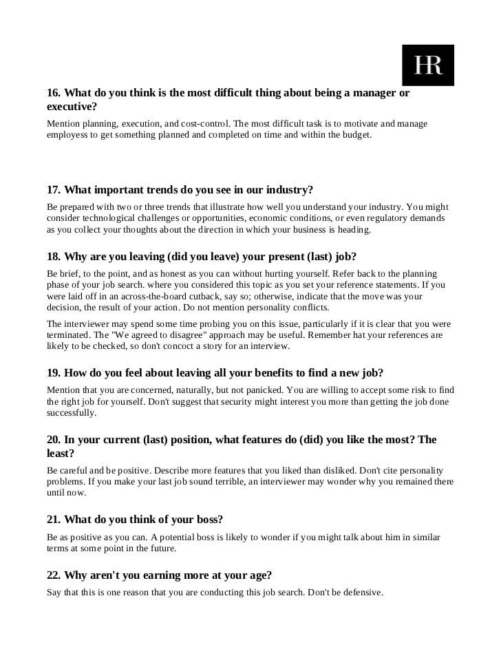 25 most difficult Interview questions