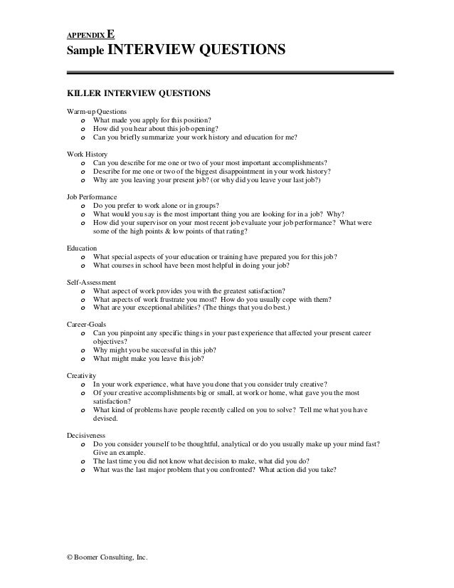 Killer Interview Questions
