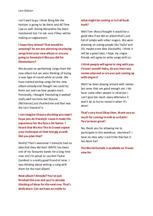 Interview Transcript for magazine