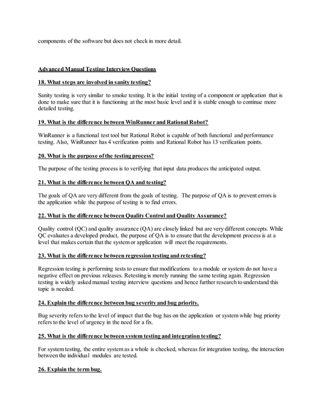 Interview questions for manual testing technology. | DOCX | Operating ...