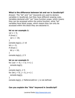 JavaScript Interview Questions 2023 | PDF