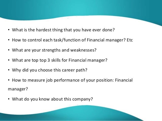 Interview questions and answers finance manager
