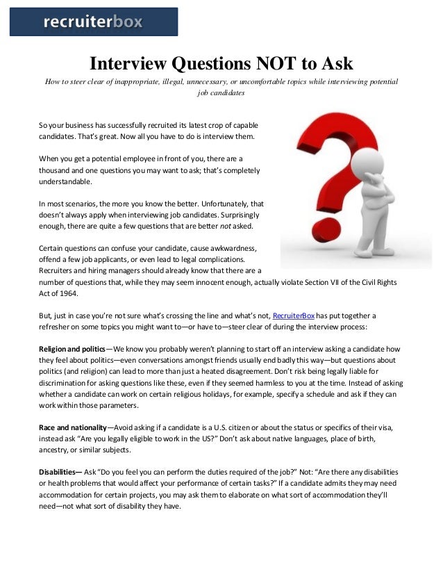questions to ask a recruiter