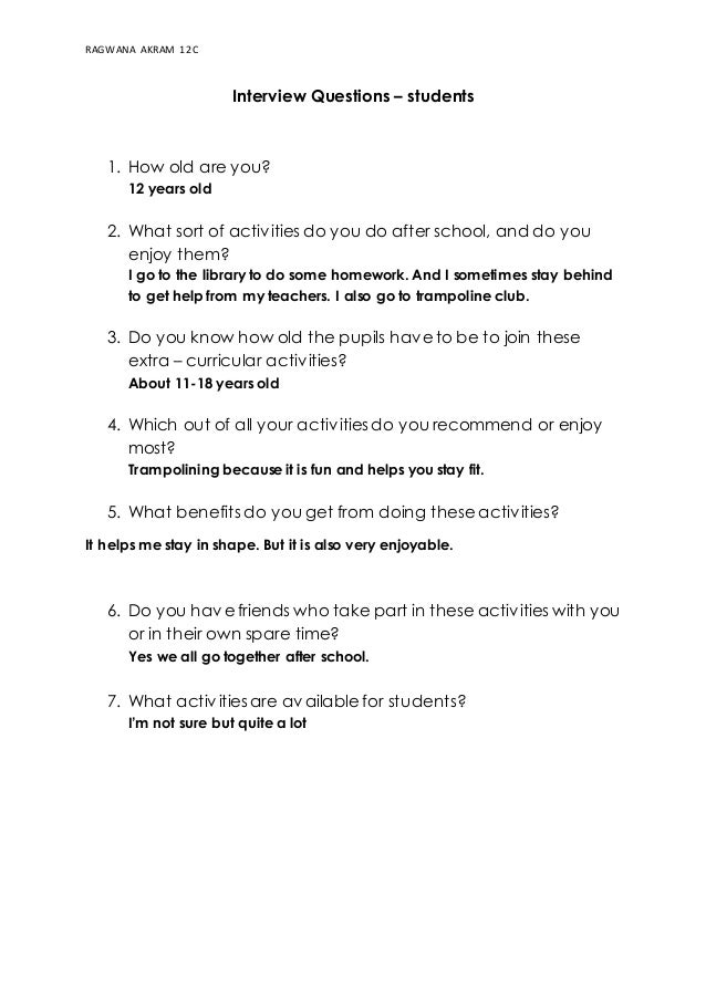 Interview questions (students) - 4018