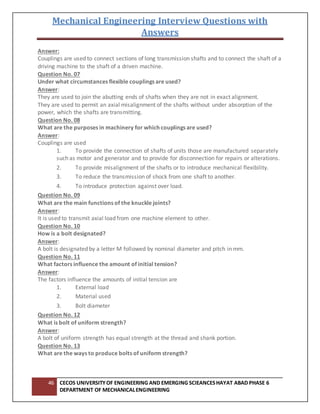 Interview questions with answers on mechanical design | DOCX