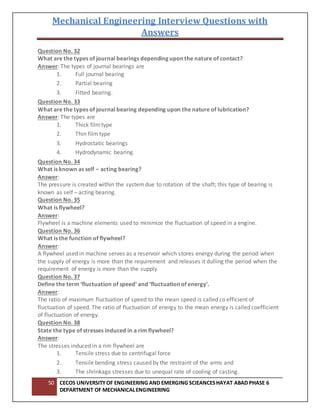 Interview questions with answers on mechanical design | DOCX