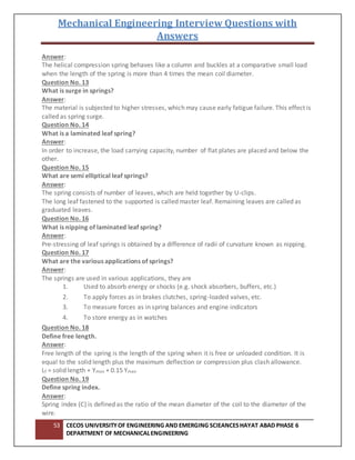 Interview questions with answers on mechanical design | DOCX