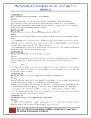 Interview questions with answers on mechanical design | DOCX