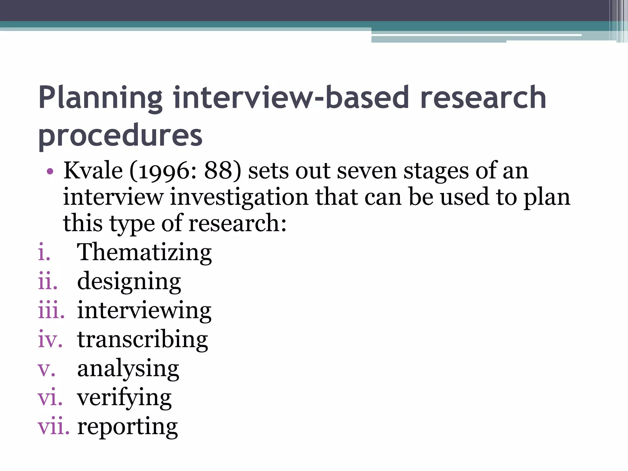 Interview research method in qualitative research methods | PPT