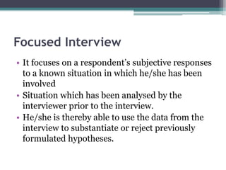 Interview research method in qualitative research methods | PPTX