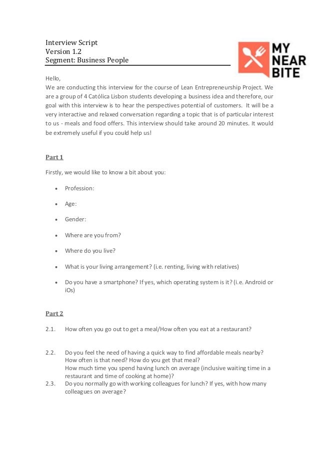 Interview script Business People