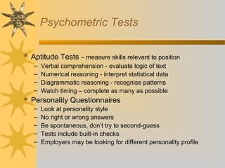 Phycometric Testing Examples Patterns Interviews imp | PPT