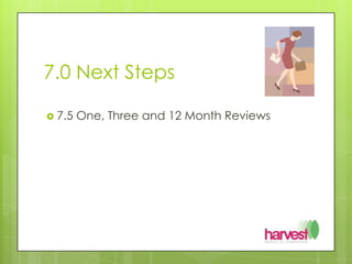 7.0 Next Steps7.5 One, Three and 12 Month Reviews