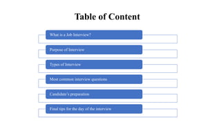 Comprehensive Interview Table Interview Skills | PPTX