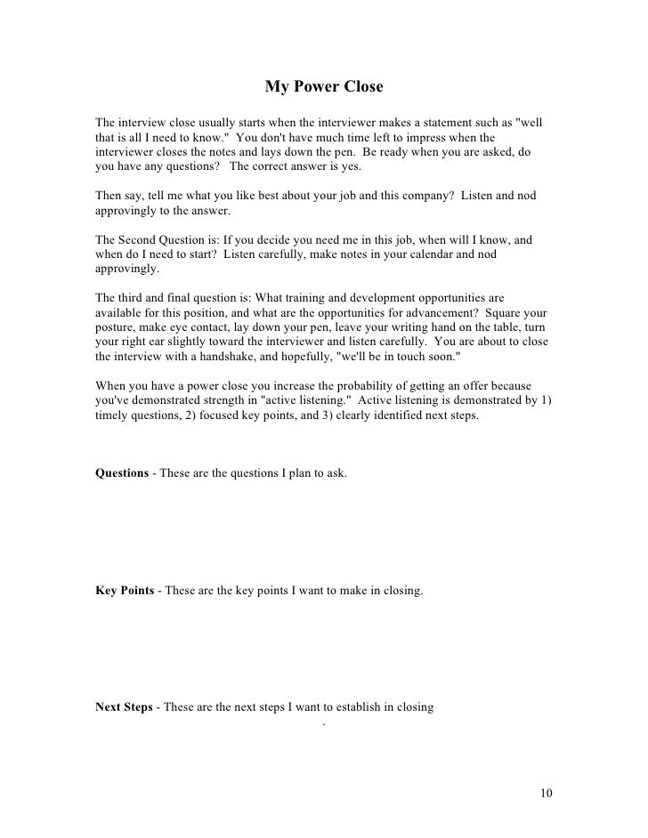 closing interview statement