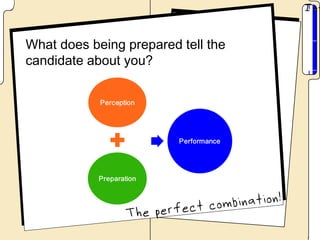 What does being prepared tell the
candidate about you?
 