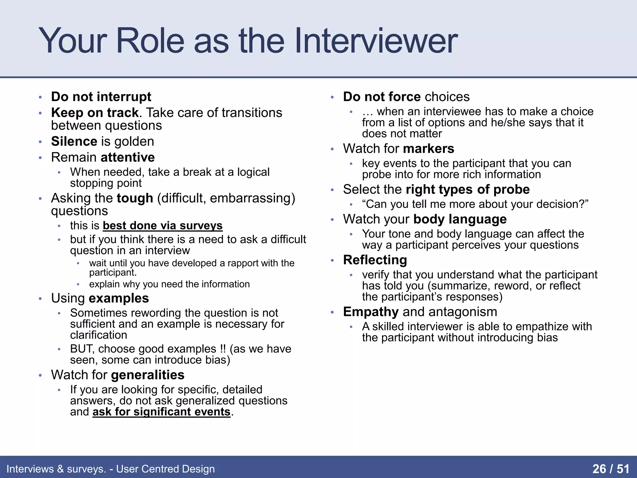 User Centered Design: Interviews & Surveys. | PPTX