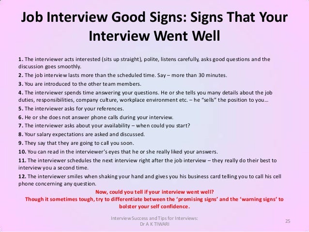 signs of a good job interview