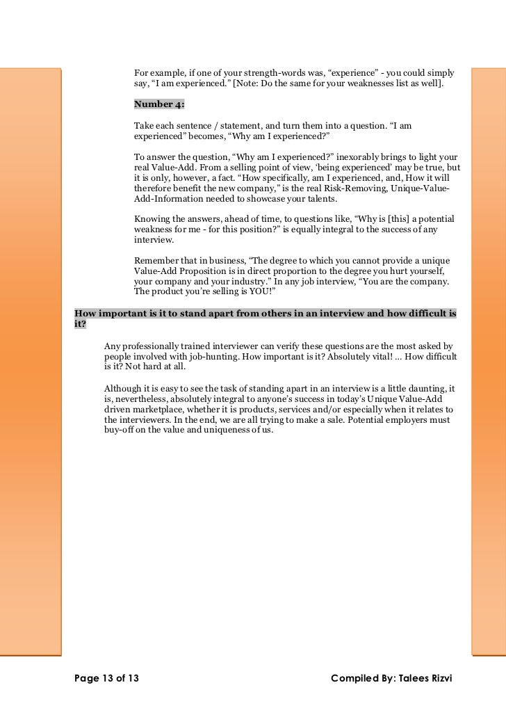 common weaknesses for interviews